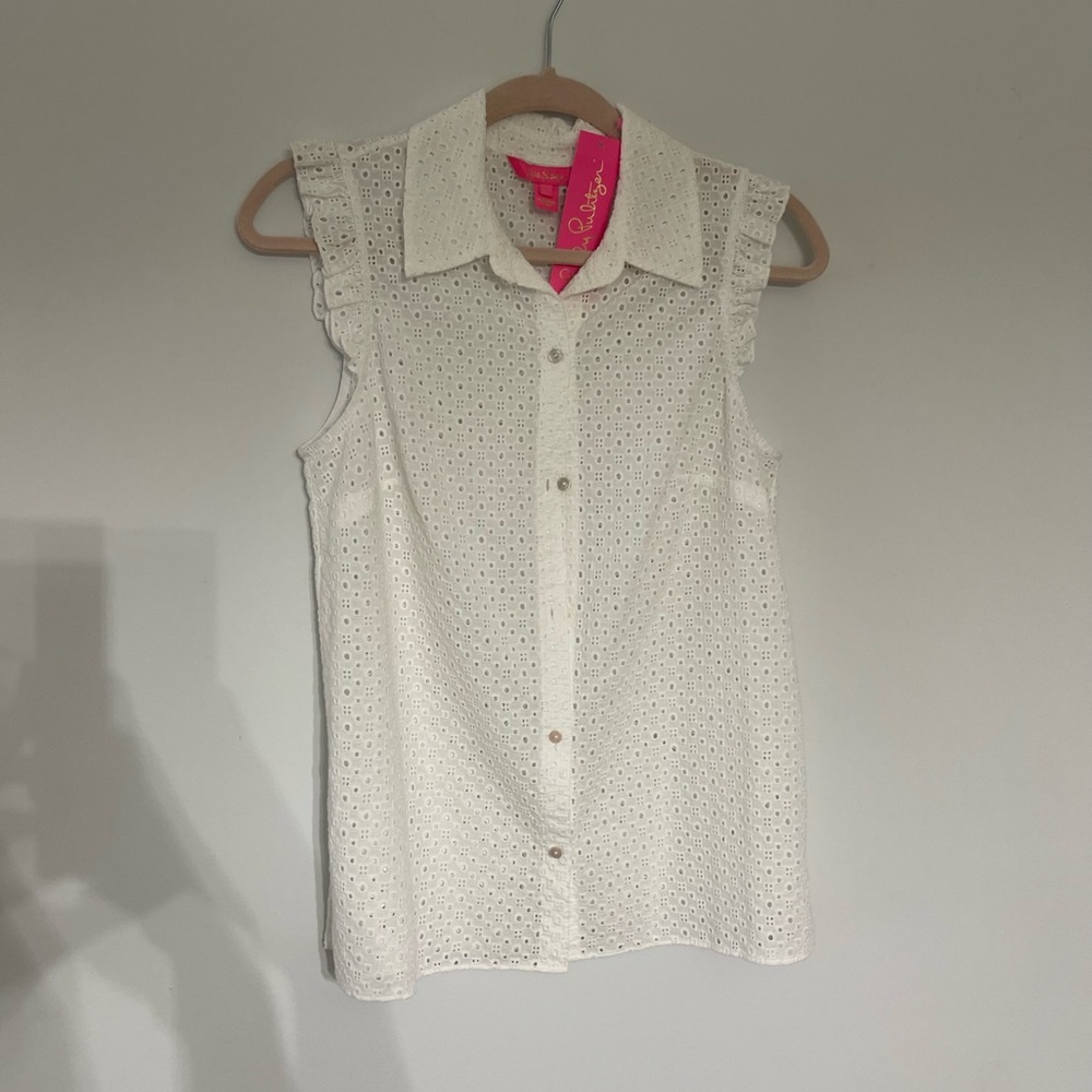 NEW Tags Lilly Pulitzer resort white eyelet blouse